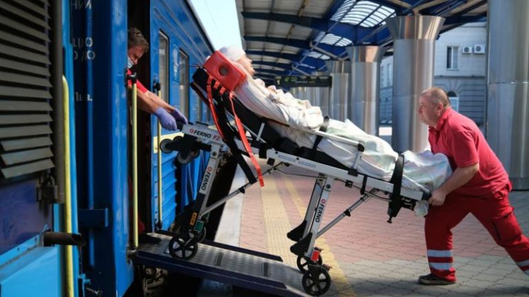 On board a lifesaving hospital train bringing Ukraine’s wounded soldiers to safety